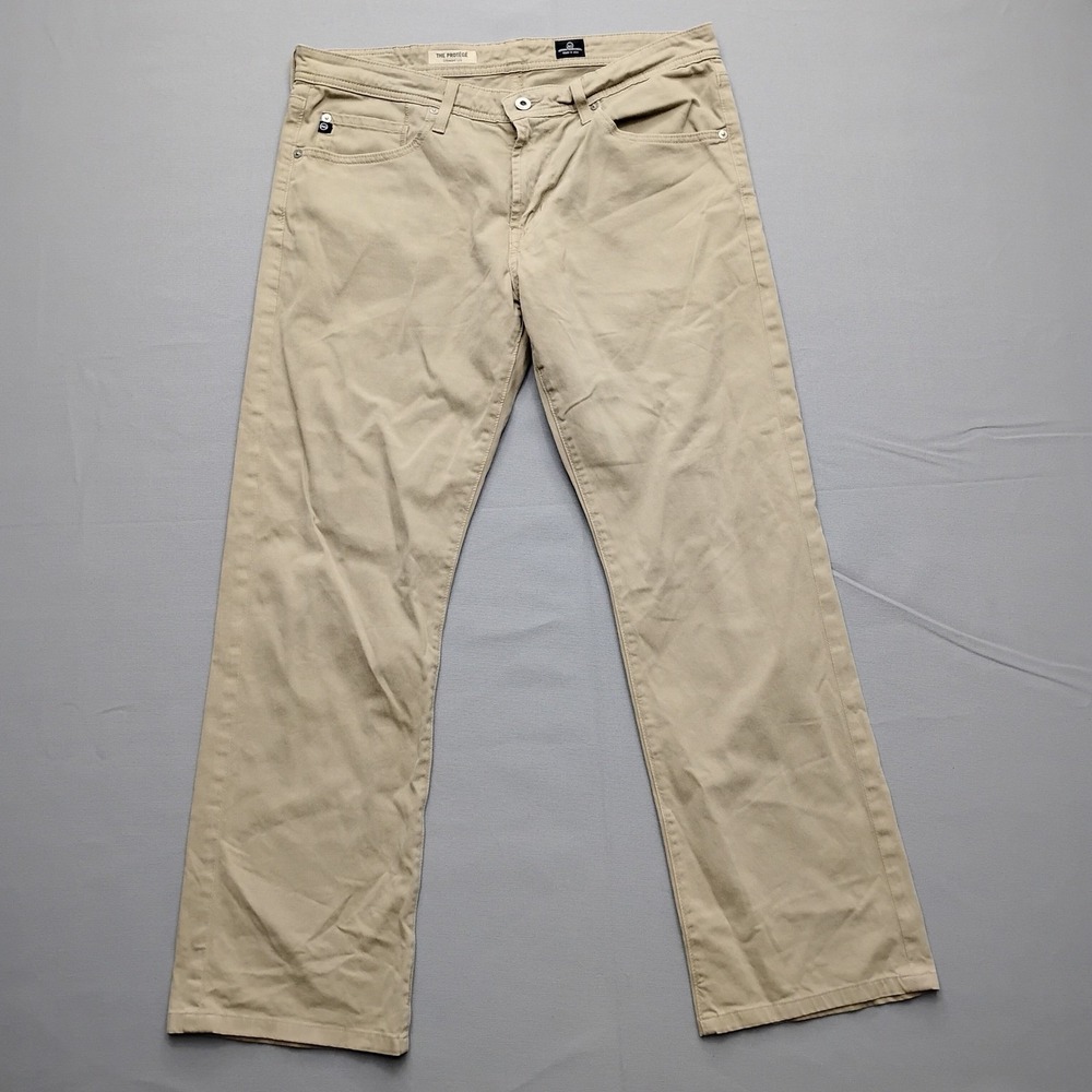 AG Adriano Goldschmied The Protege Straight Leg Khaki Pants Mens 34x30 Tan USA
